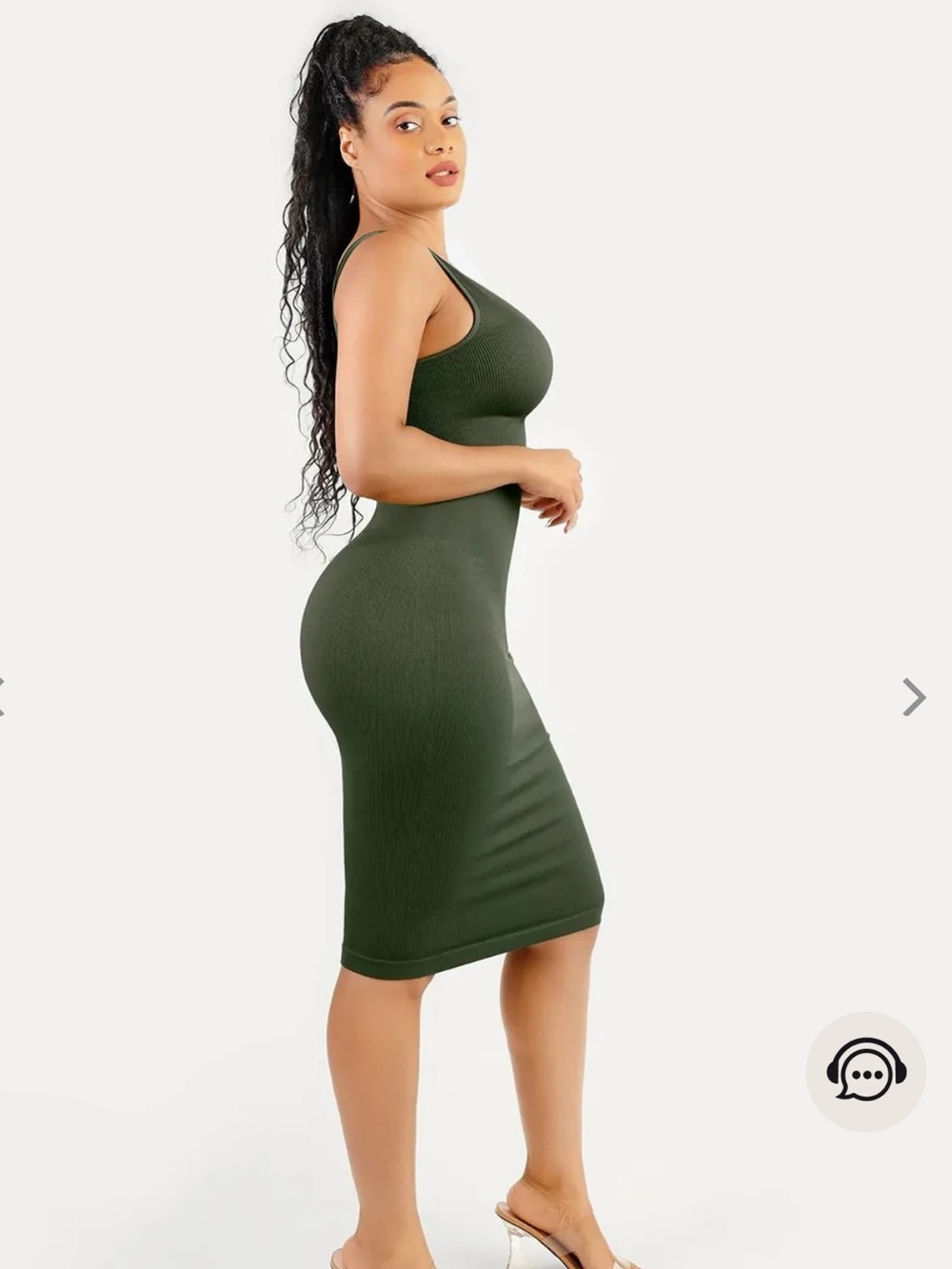 NWT Popilush Shapewear Deep V-Neck Tummy Control Midi Dress Green XL/XXL $76